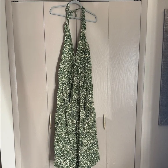 Celandine Green Printed Halter Maxi Dress with Front Slit from anthropologie - Picture 2 of 7